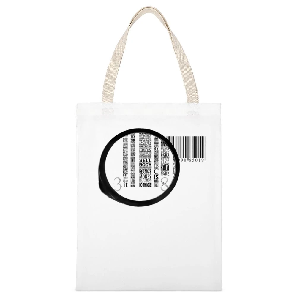 Barcode Zoom In Political White Canvas Tote Shopping Bag