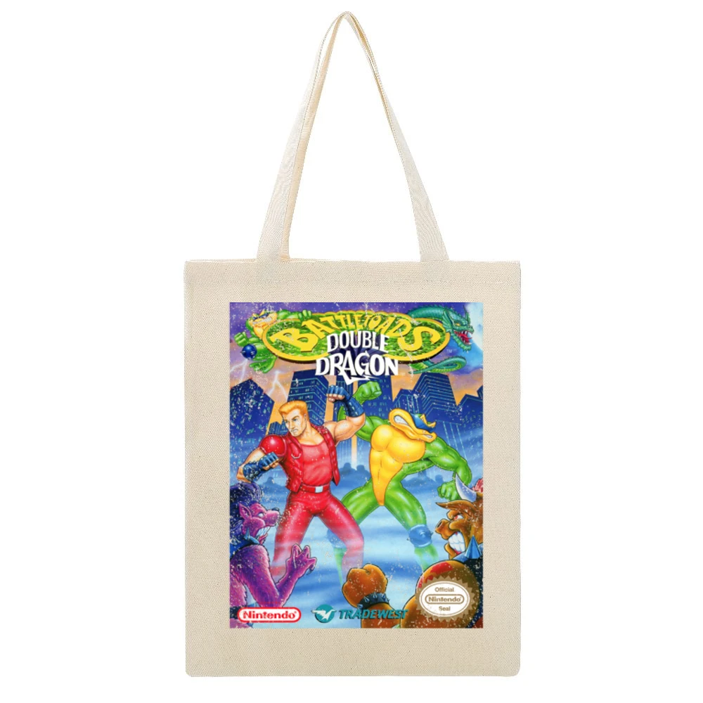 Battletoads Double Dragon Nes Nintendo Old School Retro Video Game Fan Beige Canvas Tote Shopping Bag