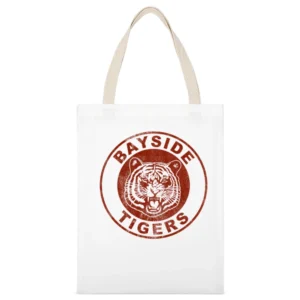 Bayside Tigers Saved By The Bell Fun Cool Kelly Kapowski Graphic Tv Sh White Canvas Tote Shopping Bag