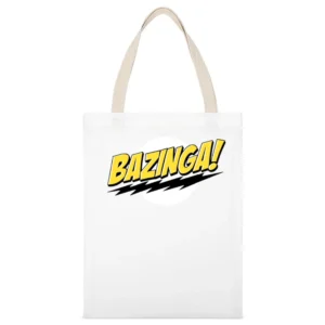 Bazinga Big Bang Theory TV White Canvas Tote Shopping Bag