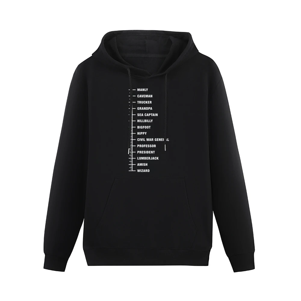 Beard Length Ruler Manly Caveman Trucker Funny Mens Graphic Men Hoodie With Pocket