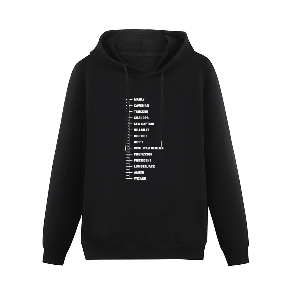 Beard Length Ruler Manly Caveman Trucker Funny Mens Graphic Men Hoodie Without Pocket