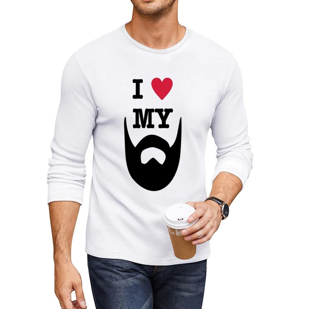 Beard Love Tshirt Men CrewNeck Long Sleeve T-Shirt