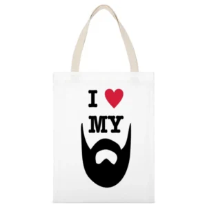Beard Love Tshirt White Canvas Tote Shopping Bag