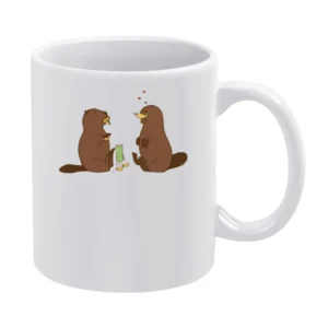 Beaver and platypus flirting funny wild animal White Mug
