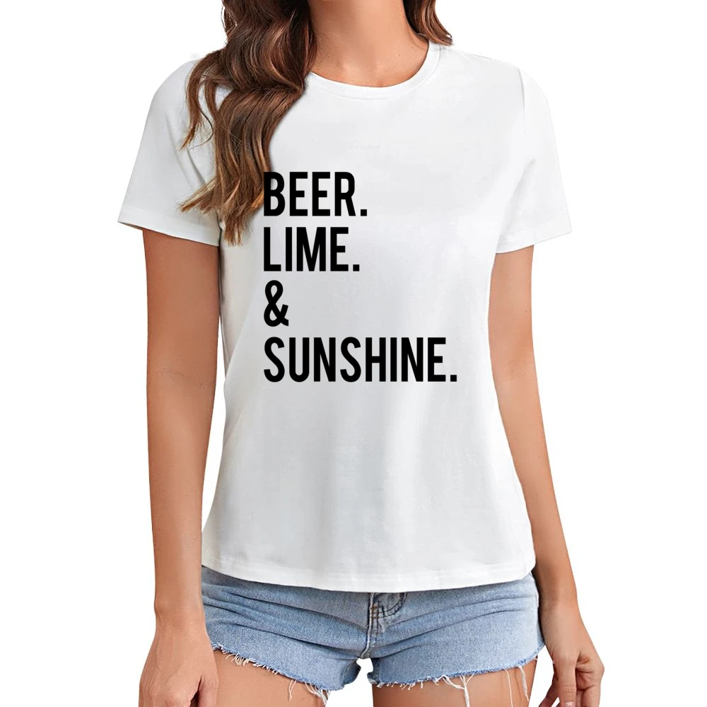 Beer Lime And Sunshine Fun Graphic Tee Shirt Asian Size Women Ladies T-shirt