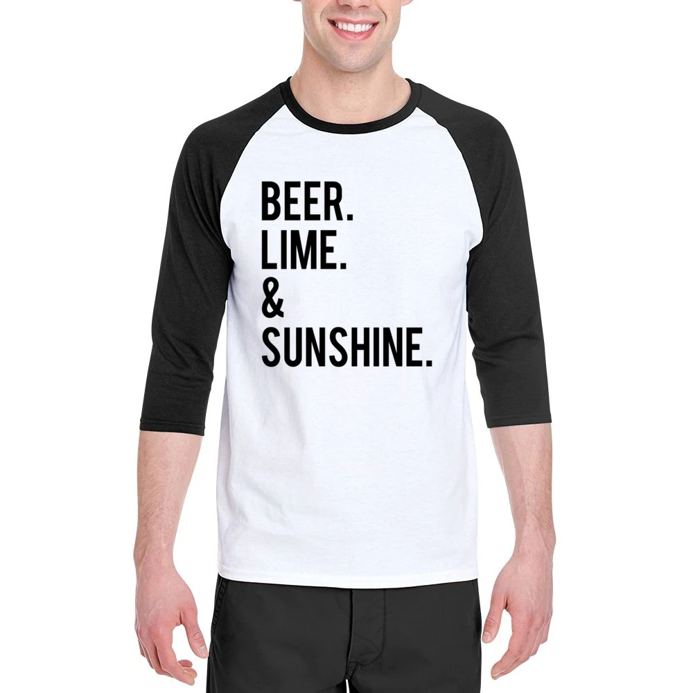 Beer Lime And Sunshine Fun Graphic Tee Shirt Men 3/4 Sleeve T-Shirt