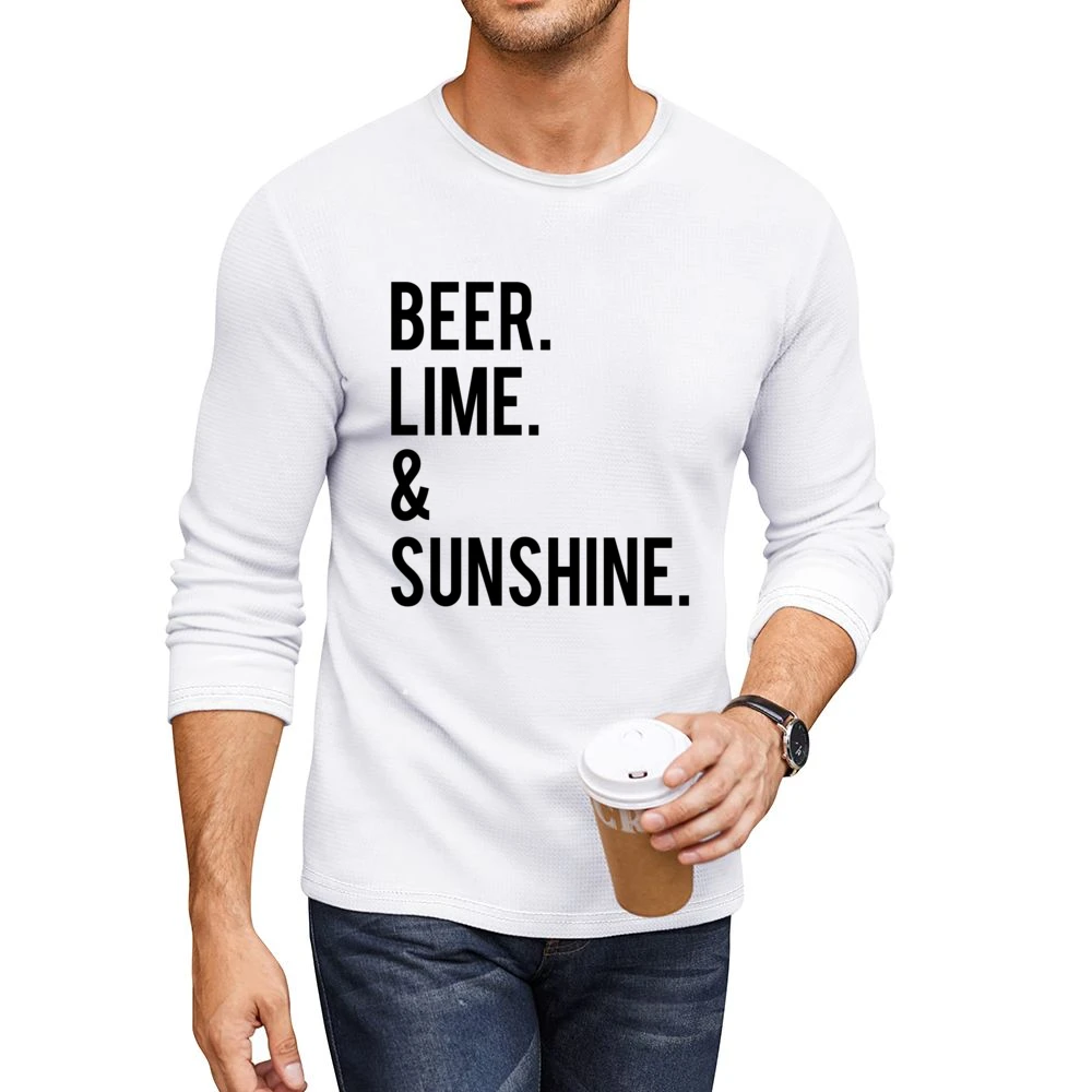 Beer Lime And Sunshine Fun Graphic Tee Shirt Men CrewNeck Long Sleeve T-Shirt