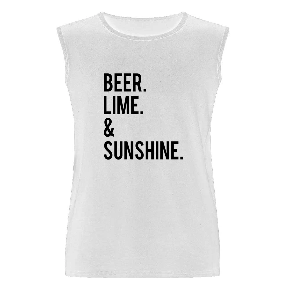 Beer Lime And Sunshine Fun Graphic Tee Shirt Men Sleeveless T-Shirt