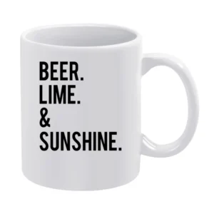 Beer Lime And Sunshine Fun Graphic Tee Shirt White Mug