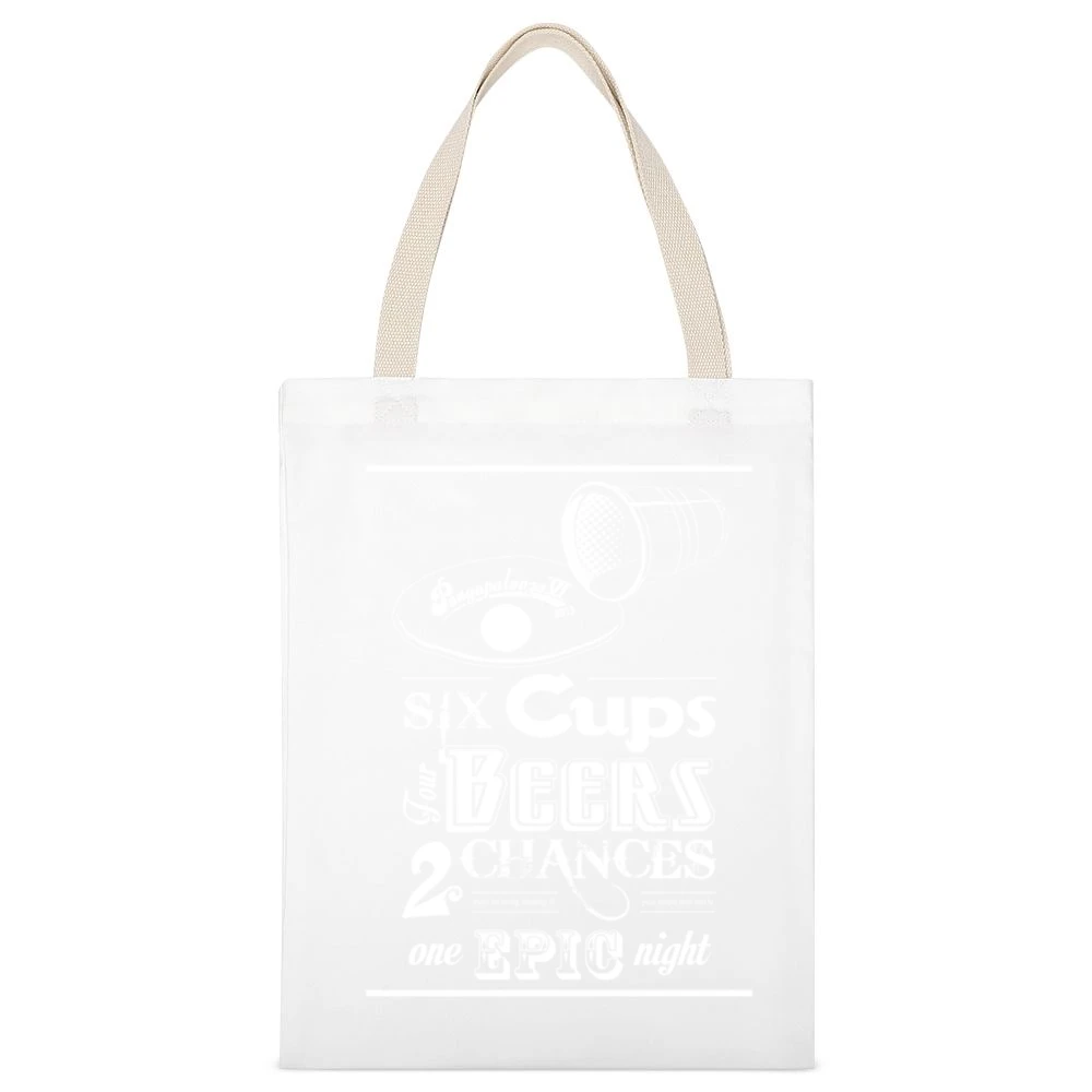 Beer Pong Tournament Fun Epic Alcohol Party White Canvas Tote Shopping Bag