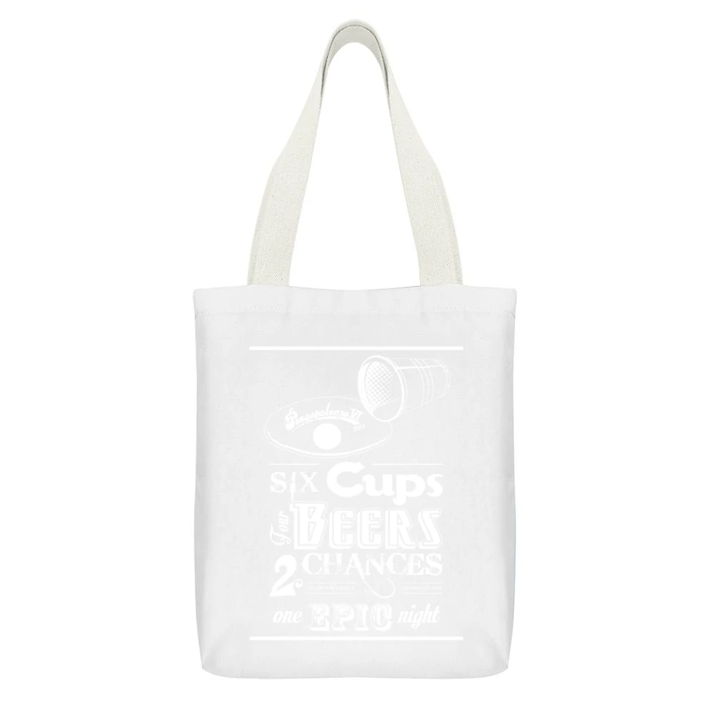 Beer Pong Tournament Fun Epic Alcohol Party White Canvas Tote Shopping Bag With Interior Pocket