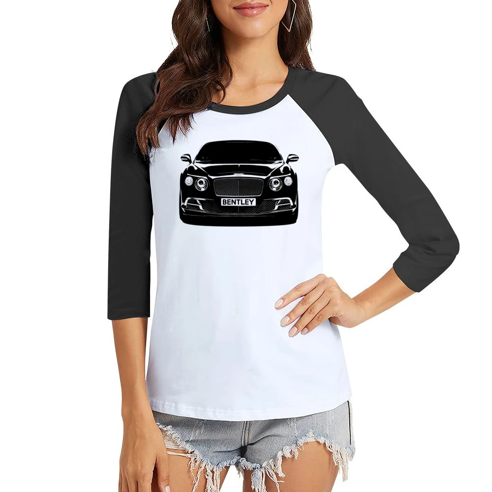 Bentley Continental GT Front Grill View Graphic Car Enthusiast Women Ladies 3-4 Sleeve T-Shirt