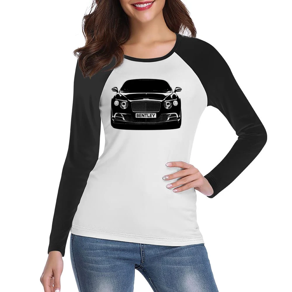 Bentley Continental GT Front Grill View Graphic Car Enthusiast Women Ladies Long Sleeve T-Shirt