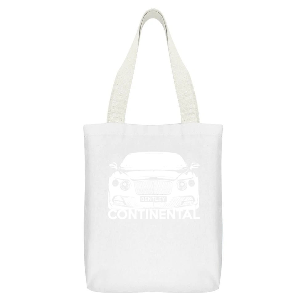 Bentley Continental GT Front Grill View Graphic Car Lover White Canvas Tote Shopping Bag With Interior Pocket