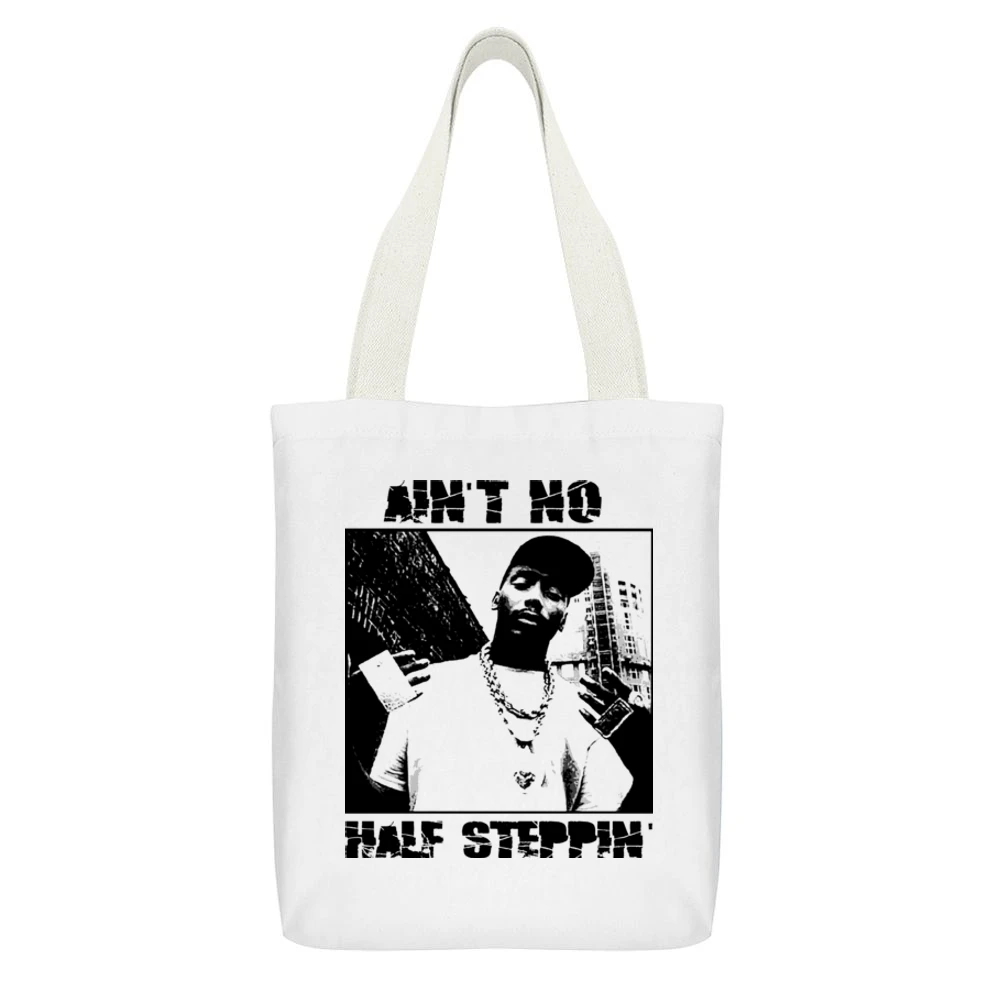 Big Daddy Kane Rap White Canvas Tote Shopping Bag With Interior Pocket
