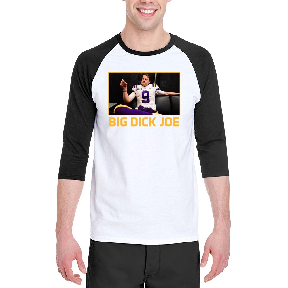 Big Dick Joe Burrow Lsu Champions Louisiana Football Sports Fan T Shir Men 3/4 Sleeve T-Shirt