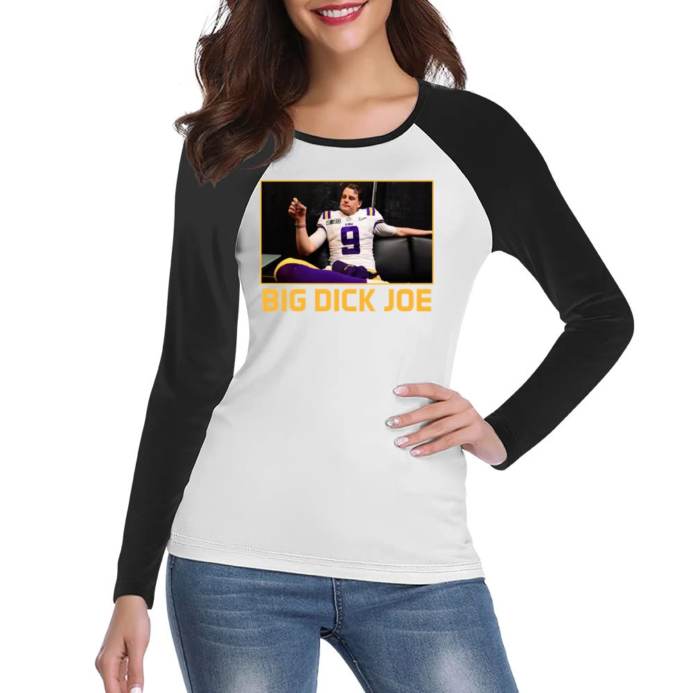 Big Dick Joe Burrow Lsu Champions Louisiana Football Sports Fan T Shir Women Ladies Long Sleeve T-Shirt