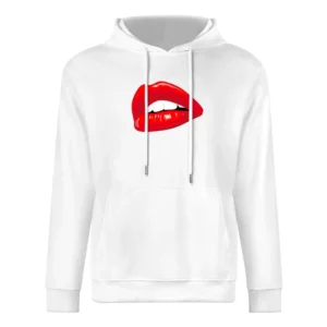 Big Red Lips Lipstick Popular Makeup Graphic Cartoon Mouth Tee Shirt European Size Men Hoodie