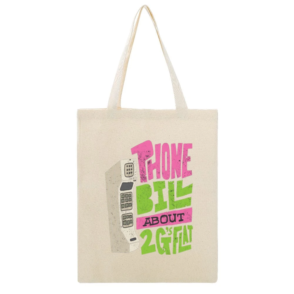 Biggie 2G's Flat Tshirt Beige Canvas Tote Shopping Bag
