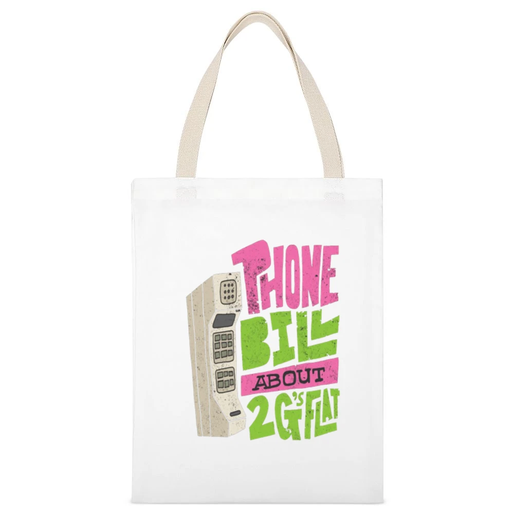 Biggie 2G's Flat Tshirt White Canvas Tote Shopping Bag