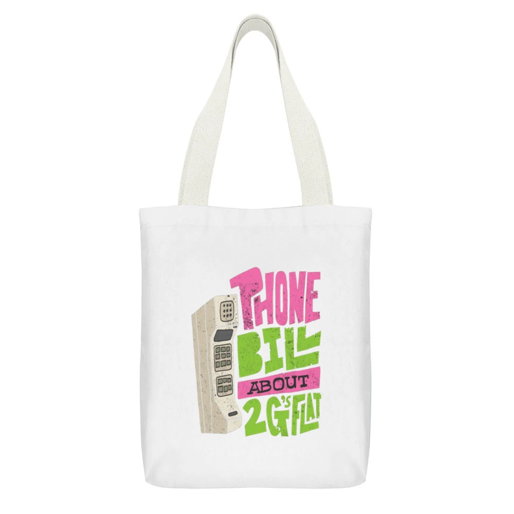 Biggie 2G's Flat Tshirt White Canvas Tote Shopping Bag With Interior Pocket