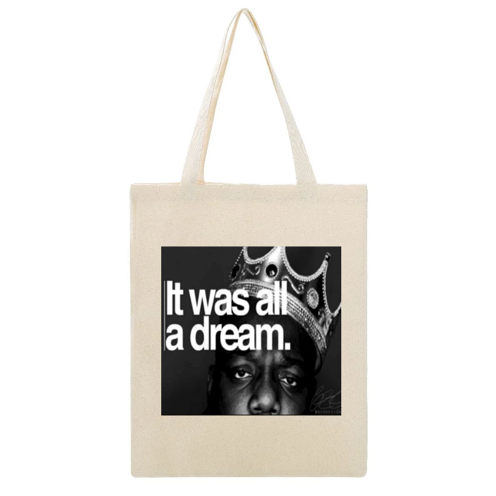 Biggie It Was All a Dream Tshirt Beige Canvas Tote Shopping Bag