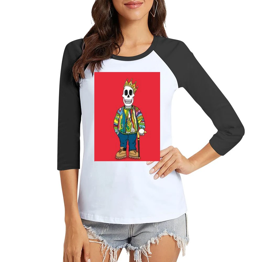 Biggie Juicy Skull Tshirt Women Ladies 3-4 Sleeve T-Shirt