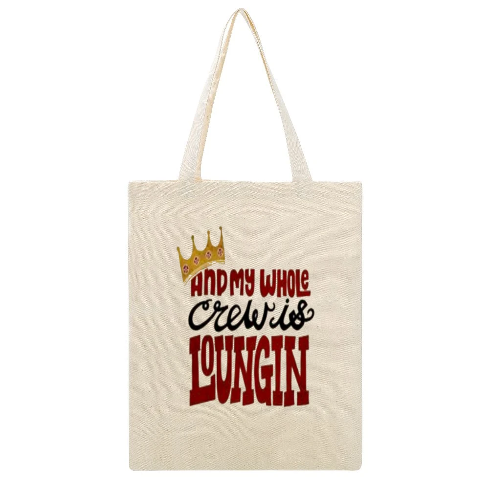 Biggie My Whole Crew Loungin' Tshirt Beige Canvas Tote Shopping Bag