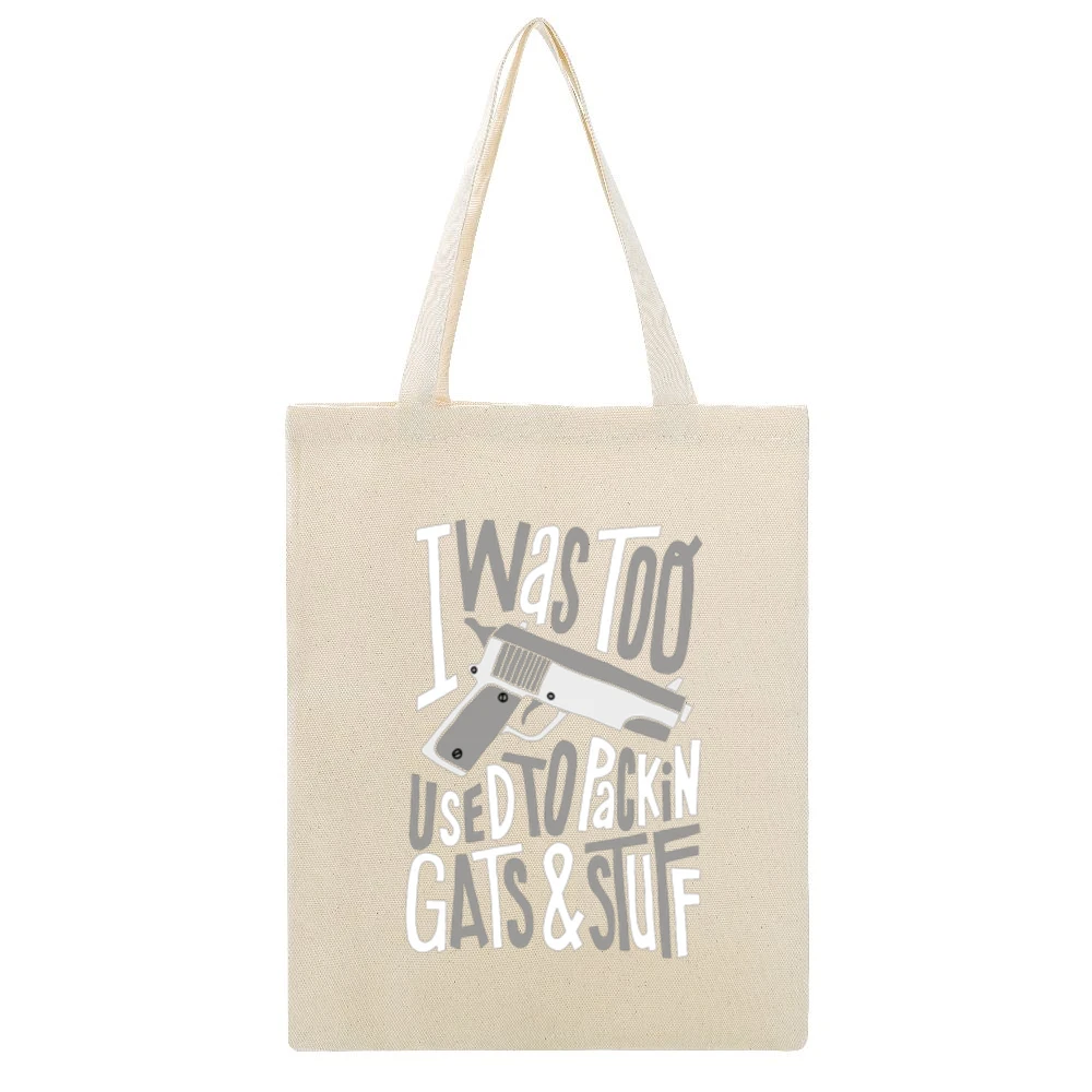 Biggie Packin' Gats Tshirt Beige Canvas Tote Shopping Bag