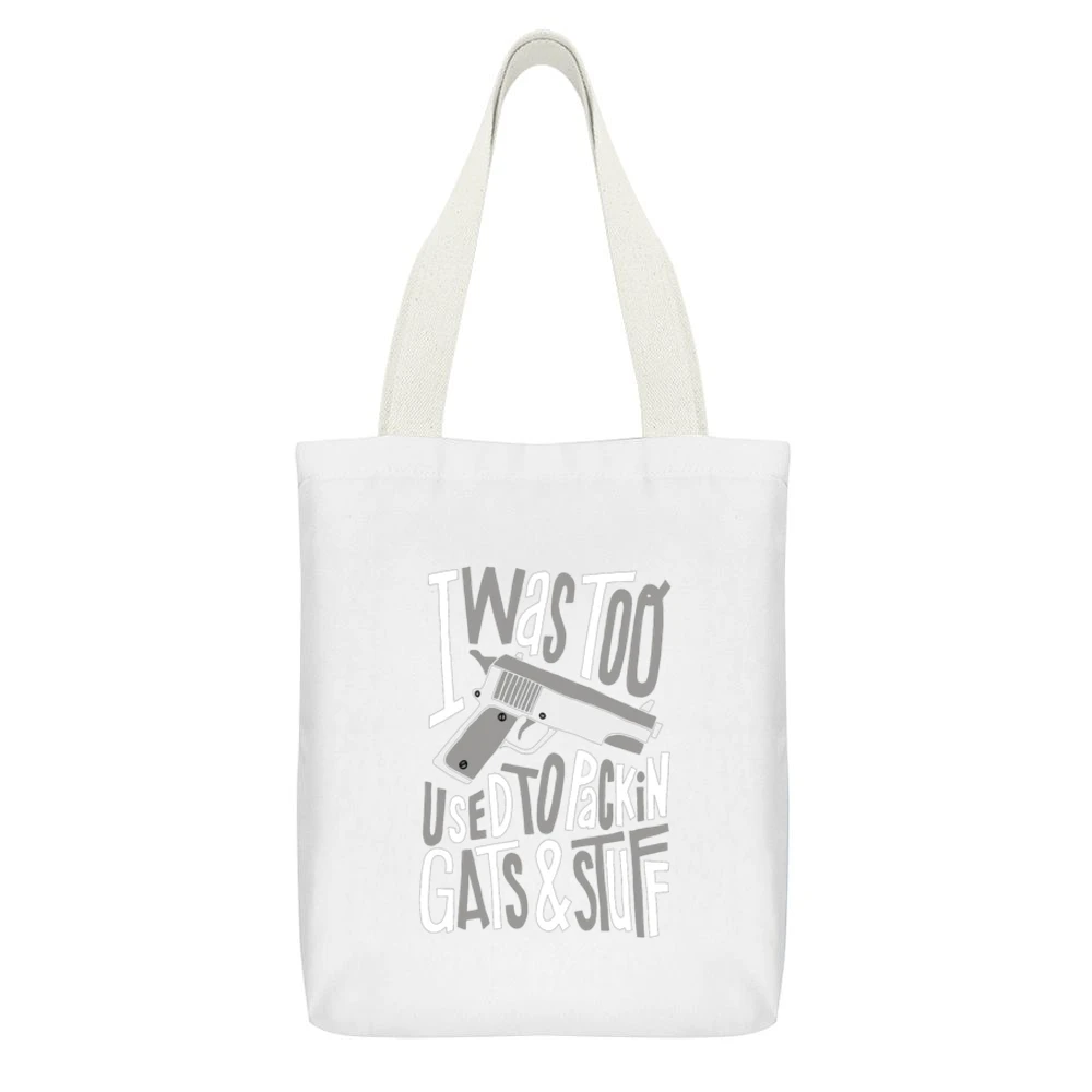 Biggie Packin' Gats Tshirt White Canvas Tote Shopping Bag With Interior Pocket