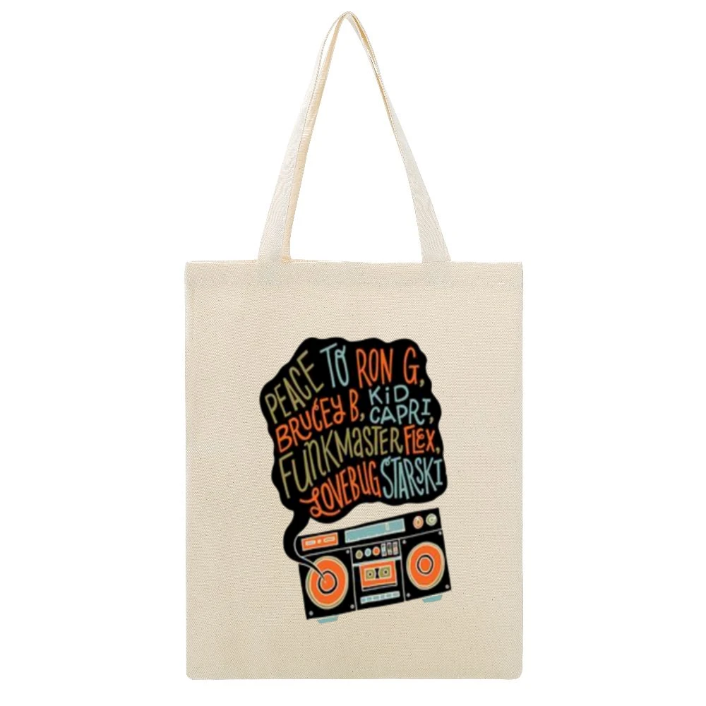 Biggie Peace Tshirt Beige Canvas Tote Shopping Bag