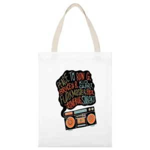 Biggie Peace Tshirt White Canvas Tote Shopping Bag