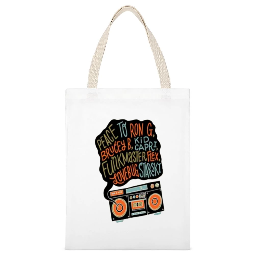 Biggie Peace Tshirt White Canvas Tote Shopping Bag
