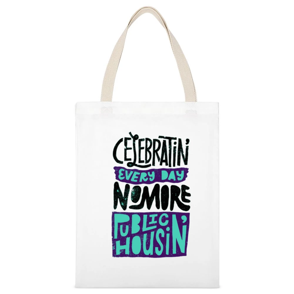 Biggie Smalls Celebratin Every Day No More Public Housin White Canvas Tote Shopping Bag