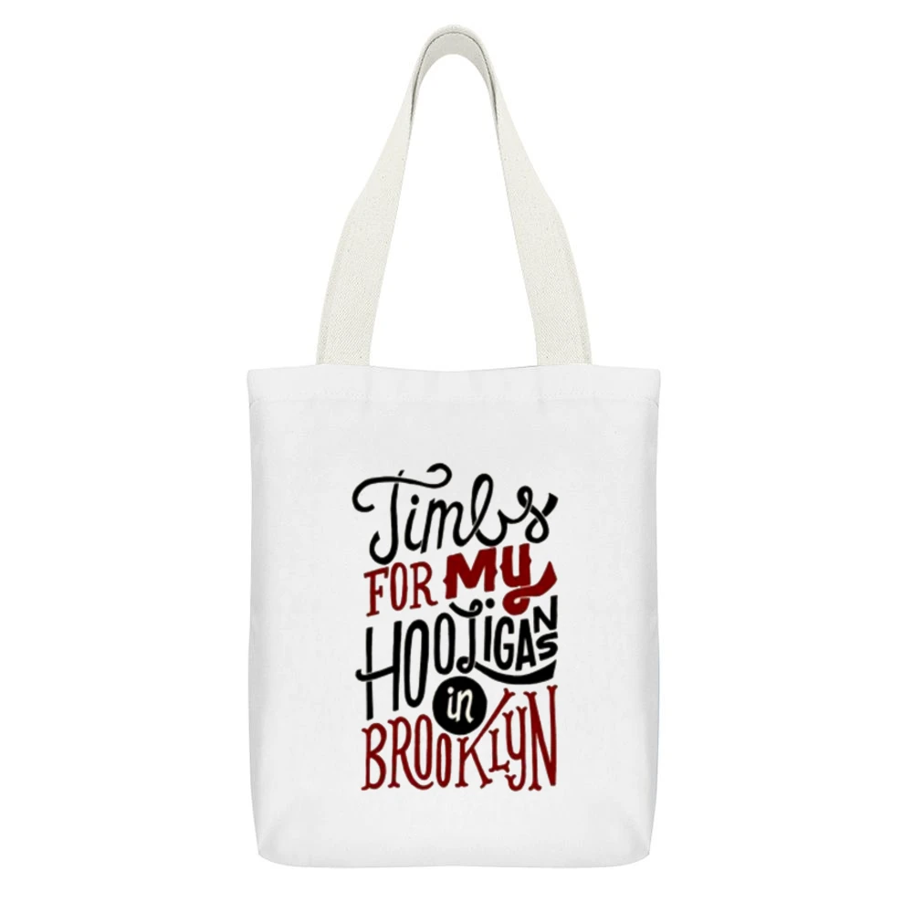 Biggie Tims To MYTshirt White Canvas Tote Shopping Bag With Interior Pocket