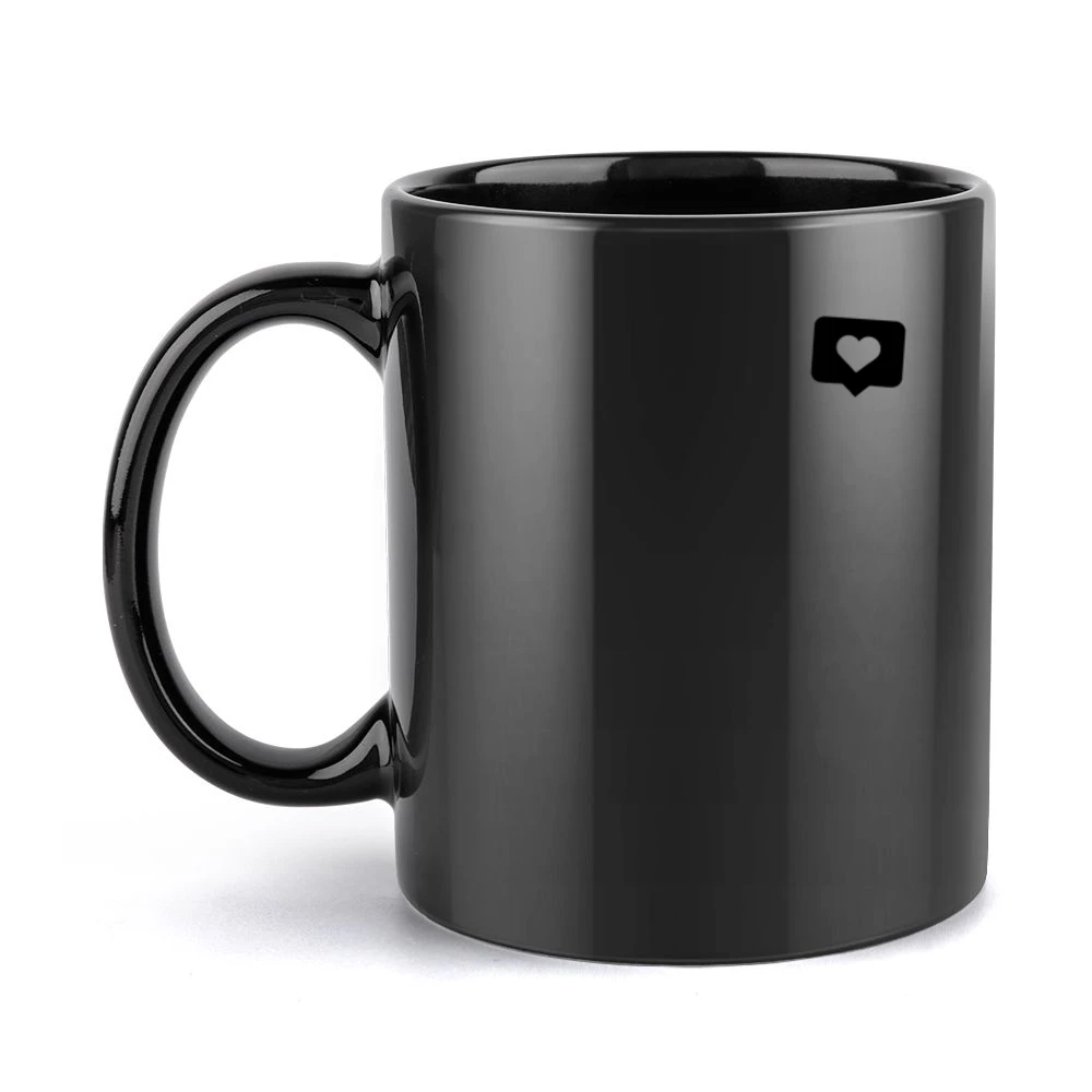 Black Heart Bubble Instagram Story Sticker Crewneck Sweatshirt Black Mug