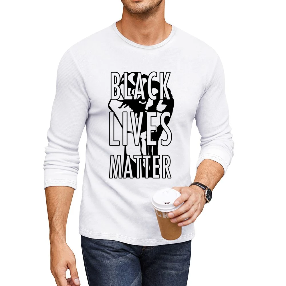 Black Lives Matter Fist Political Statement Graphic Power Men CrewNeck Long Sleeve T-Shirt