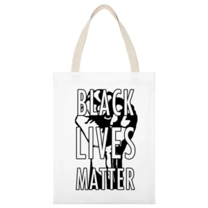 Black Lives Matter Fist Political Statement Graphic Power White Canvas Tote Shopping Bag