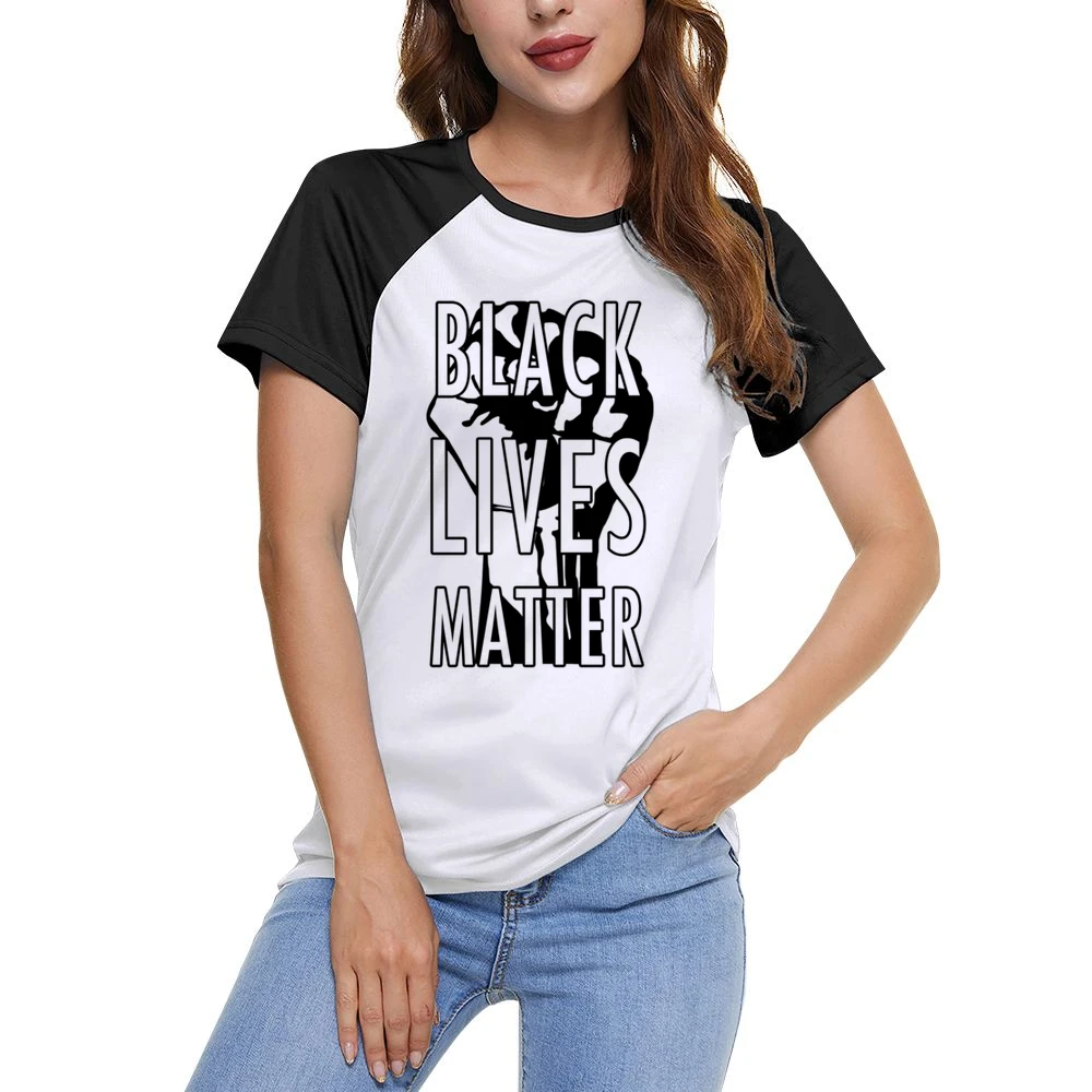 Black Lives Matter Fist Political Statement Graphic Power Women Ladies Short Sleeve T-Shirt