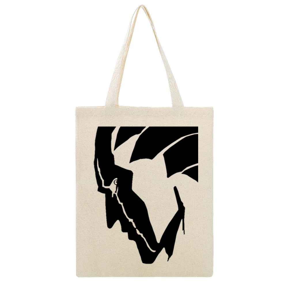 Black Stencil Zaraki kenpachi Gotei 13 captain 11th division soul soci Beige Canvas Tote Shopping Bag