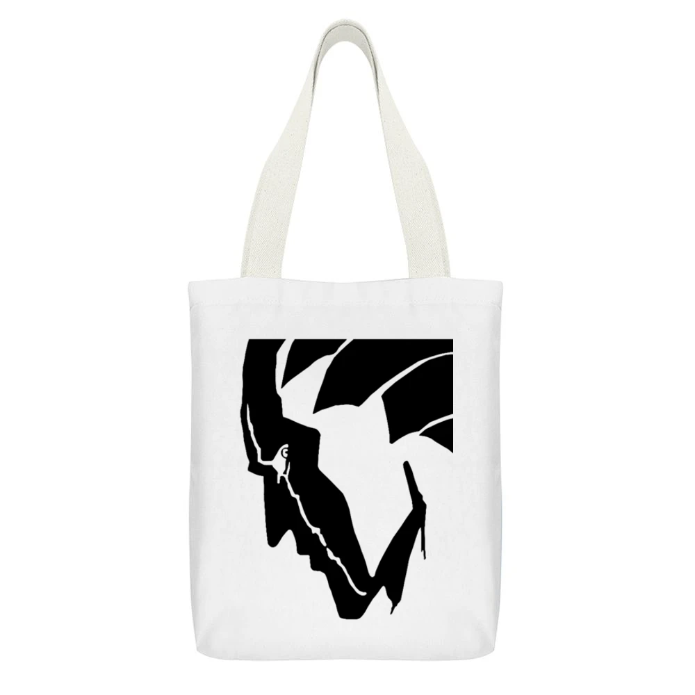 Black Stencil Zaraki kenpachi Gotei 13 captain 11th division soul soci White Canvas Tote Shopping Bag With Interior Pocket