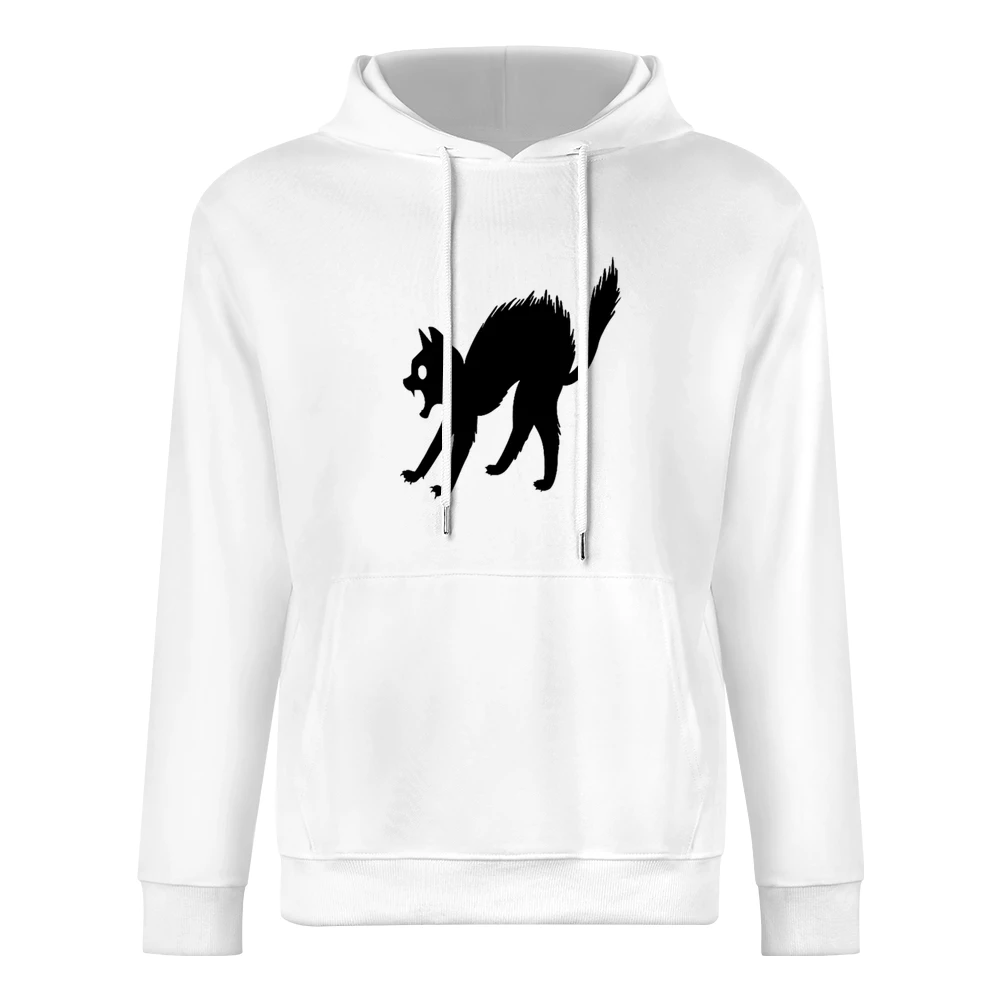 Black cat scared funny European Size Men Hoodie