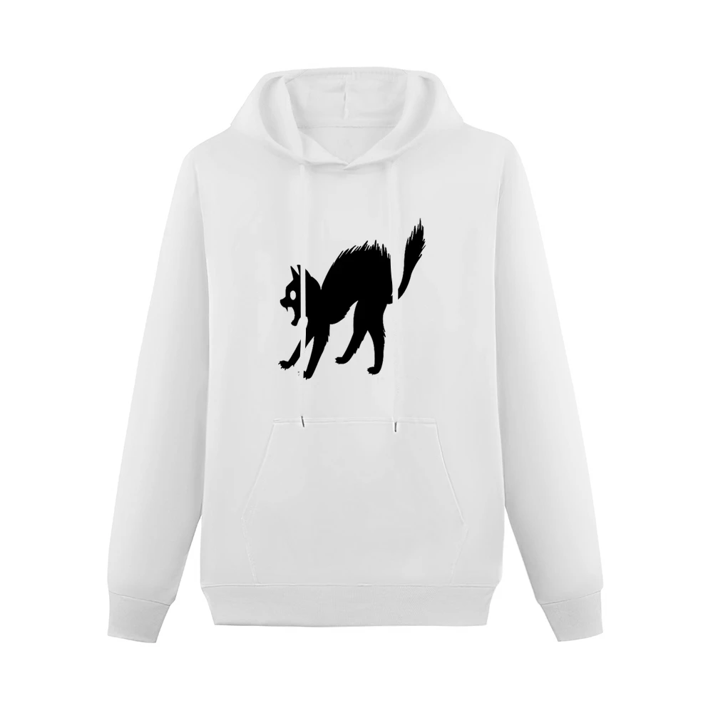 Black cat scared funny Men Hoodie With Pocket