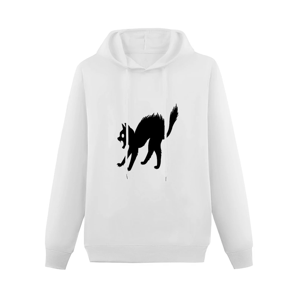 Black cat scared funny Men Hoodie Without Pocket
