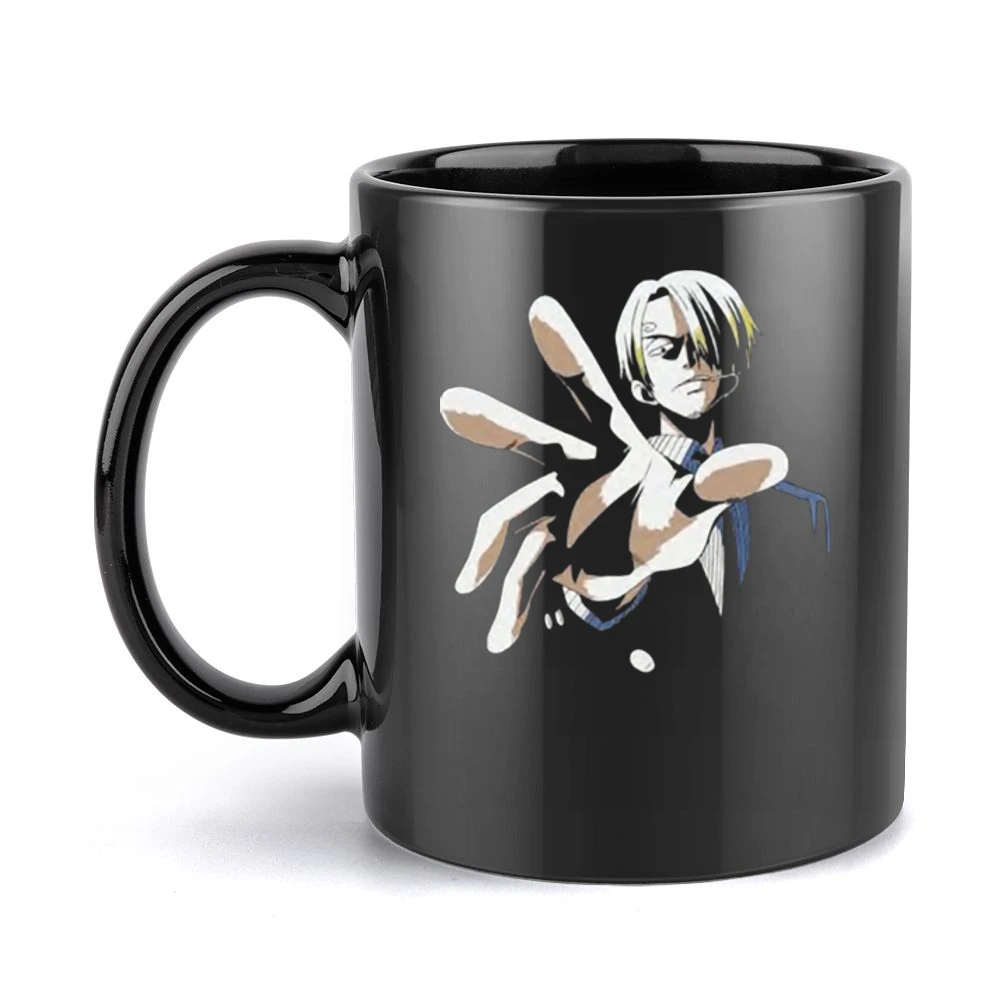 Black leg chef Sanji One piece strawhat pirates crew Black Mug