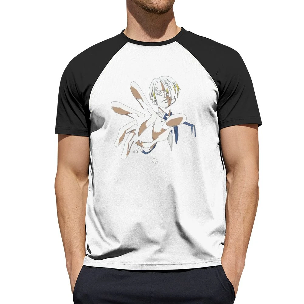 Black leg chef Sanji One piece strawhat pirates crew Men Short Sleeve T-Shirt
