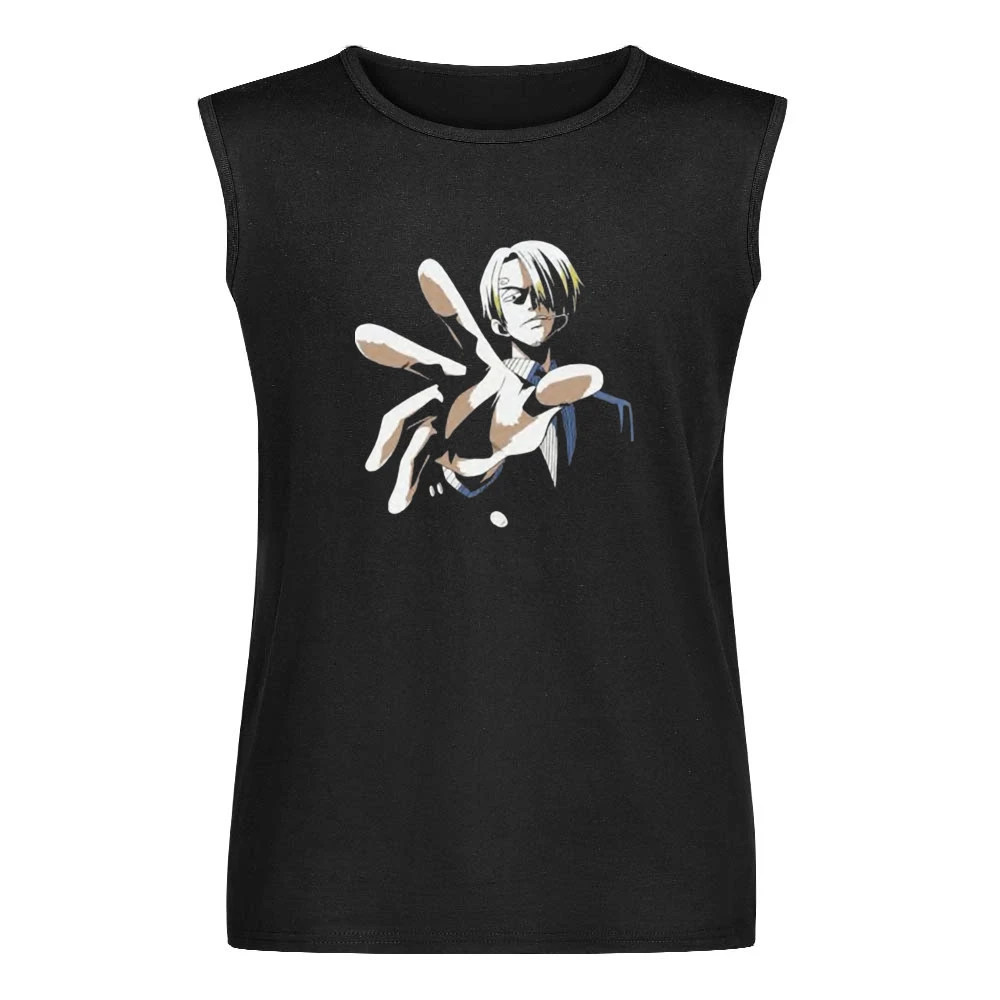 Black leg chef Sanji One piece strawhat pirates crew Men Sleeveless T-Shirt