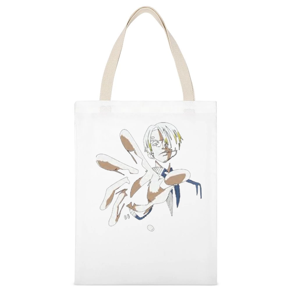Black leg chef Sanji One piece strawhat pirates crew White Canvas Tote Shopping Bag