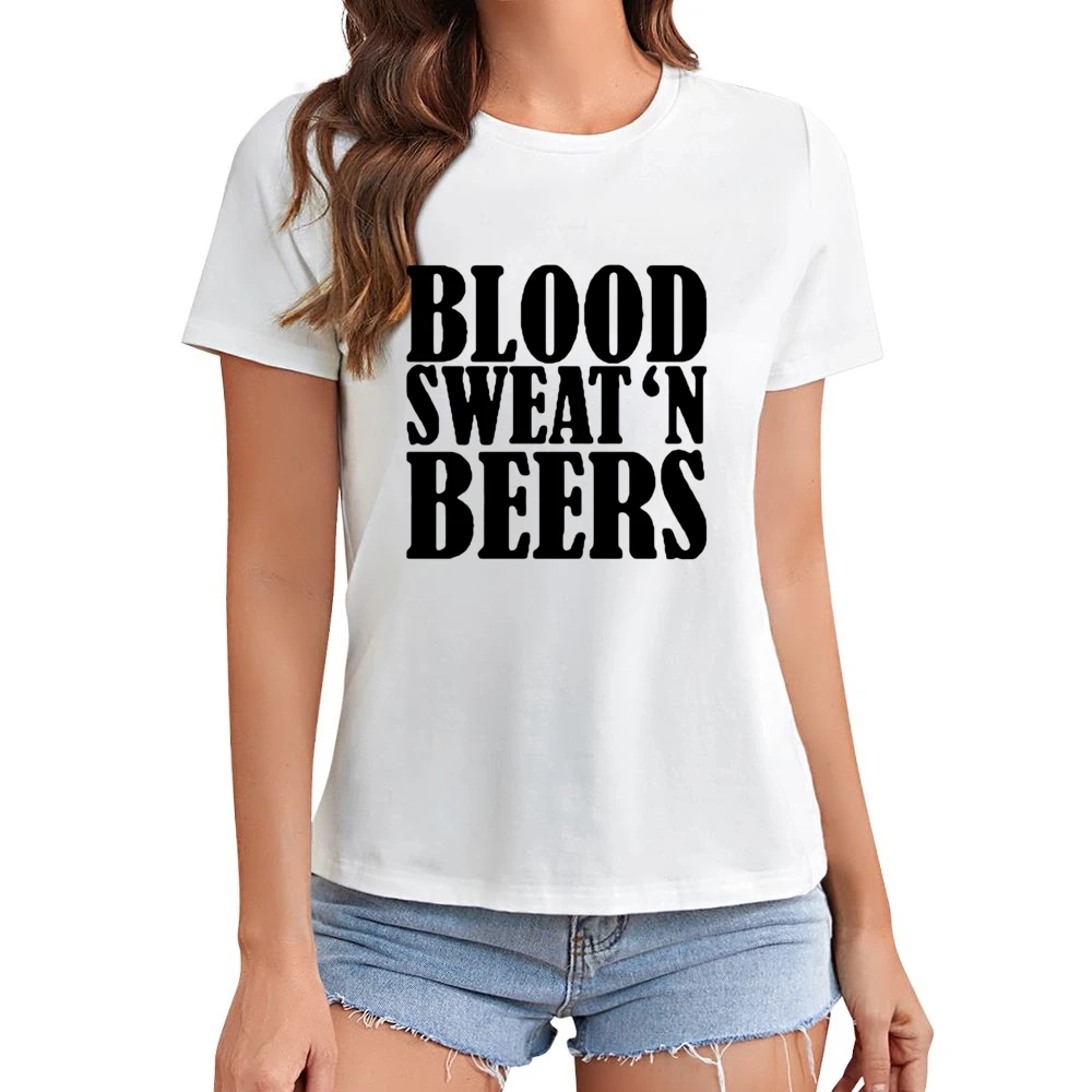 Blood Sweat And Beers Funny Country Asian Size Women Ladies T-shirt